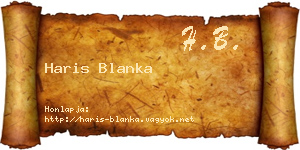 Haris Blanka névjegykártya